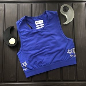 ASOS Athletic Sports Bra Embroidered Blue Sz 6